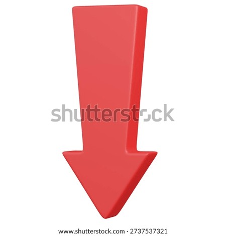 3d render red Arrow down icon 