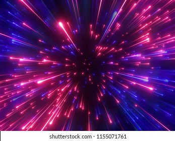 3d Render, Red Blue Fireworks, Big Bang, Galaxy, Abstract Cosmic Background, Celestial, Beauty Of Universe, Speed Of Light, Eon Glow, Purple Stars, Cosmos, Ultraviolet Infrared Light, Outer Space