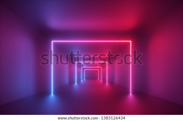 3d Render Red Blue Neon Light Stock Illustration 1383126434