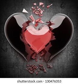 3d Render Red Broken Heart Abstract Stock Illustration 130476353 ...