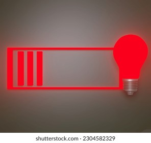3D Render of Red Bulb and Low Meter 