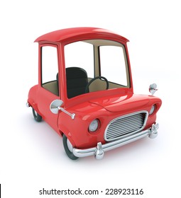 3d Render Of A Red Cartoon Style Car