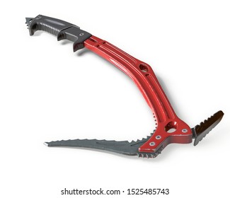 3D Render Of Red Climbing Ice Axe Isolated On White.