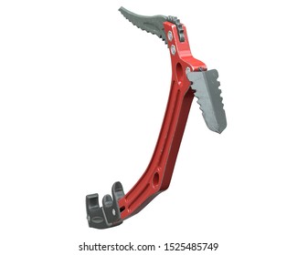 3D Render Of Red Climbing Ice Axe Isolated On White.