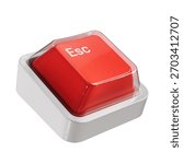 3D Render of Red ESC Keyboard Key Isolated on a white Background.