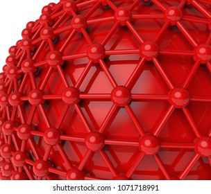 3D render - red network concept