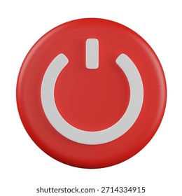  3D  render Red Power Button Icon for OnOff Functionality icon 