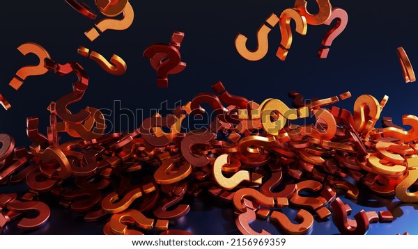 파란색 배경에 떨어지는 빨간색 물음표의 3차원 스톡 일러스트 2156969359 Shutterstock 0594