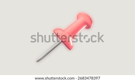 3D Render of a Red Thumbtack or Push Pin with Glowing Outline