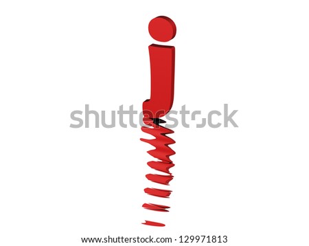 3d render of red typography, isolated on white background and reflection on the floor rippled