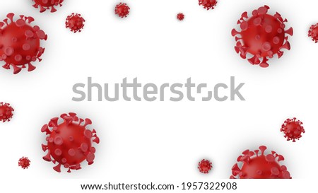 3D Render Red viral Frame background Leave a place to put text, DNA background and RNA Viruses, Corona Virus, Covid 19-NCP. Coronavirus nCoV isolated on white background. 3d illustration,Top View