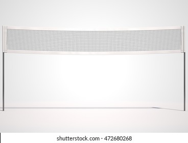 A 3D Render Of A Regular Volleyball Net On An Isolated White Background