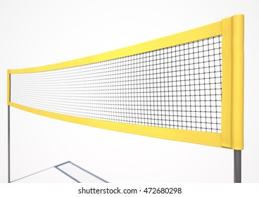 A 3D Render Of A Regular Volleyball Net On An Isolated White Background