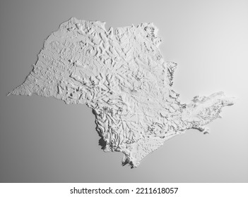 3d Render Relief Map State Paulo Stock Illustration 2211618057 ...