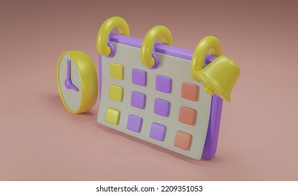 3D render of reminder calendar or time ideas, appointments and business decorations with calendars, clocks, bells. 3d rendering illustration - Powered by Shutterstock