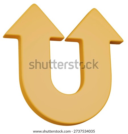 3D render  Rendered U-Turn Double Up Arrow Icon
