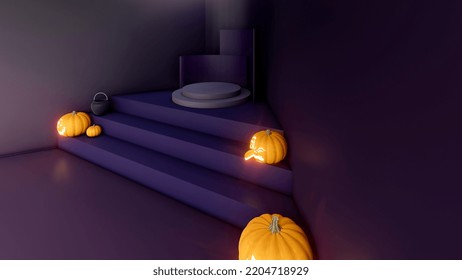 3d Render, 3d Representation, Purple And Black Podium And Minimal Abstract Background For Halloween,, 3d Rendering Geometric Shape, Stage For Awards On Website In Modern.