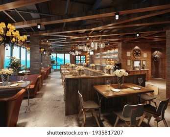 3d Render Of Restaurant Cafe Interior