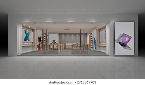 3d render retail electronic computer smart phone shop