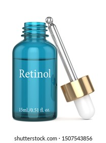 3d Render Of Retinol Bottle With Dropper Over White Background