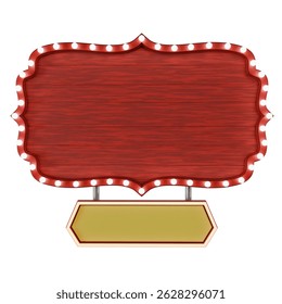3d render of a retro billboard or blank board with glowing light bulbs