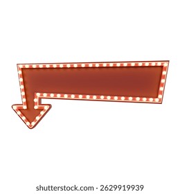 3d render Retro light box billboard template, promotional arrow banner ads and Cinema light frame.