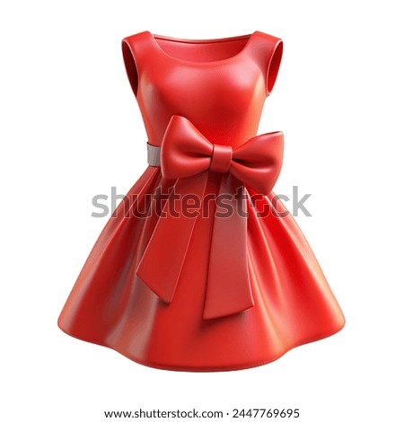 3d Render of Retro Red A-line Dress with Bow