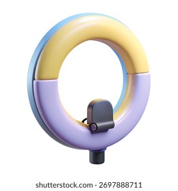 A 3D render of a ring light in pastel colors, ideal for content creators. Use this image to enhance your online presence and create stunning visuals for your audience.