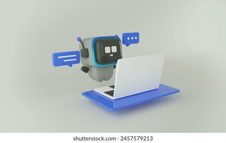 3d render robot chatbot, AI in science and business, Technology and engineering concept. Robot Icon, Chat bot icon. Customer sevice concept.