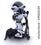 3D render of a robot on a crosstrainer