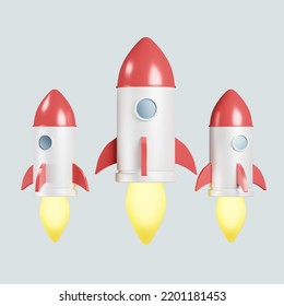 3d render rocket launch with smoke