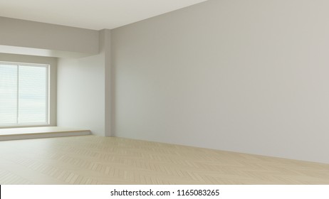 3d Render Room Corner  White