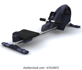 3D Render Of A Rowing Machine Isolated On White