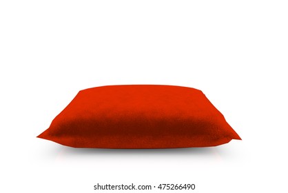 3d Render Of Royal Red Velvet Pillow Isolated On White Background