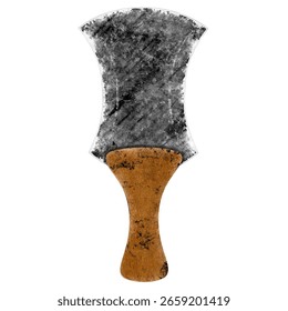 3d render rustic cleaver axe old wooden handle white background