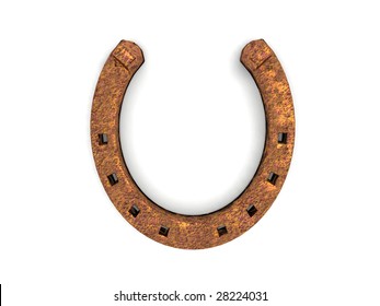 A 3D Render Of A Rusty Horse Shoe