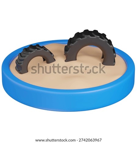 3D render Sandbox with Tire Obstacles icon 