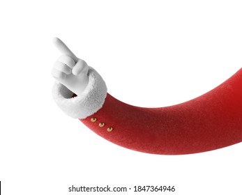 3d render, Santa Claus hand, pointing finger gesture. Festive cartoon character. Christmas clip art isolated on white background - Powered by Shutterstock