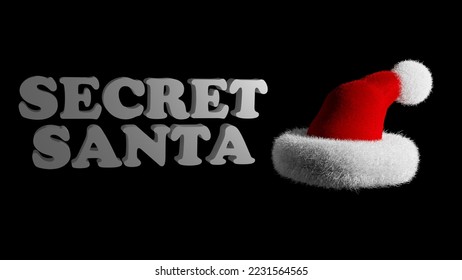 3d render of a Santa hat with the words Secret Santa - Powered by Shutterstock