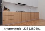 3d render of scandinavian kitchen with mini bar