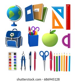 Back School Supplies Backpack Crayons Pencils Stock Vector (Royalty ...