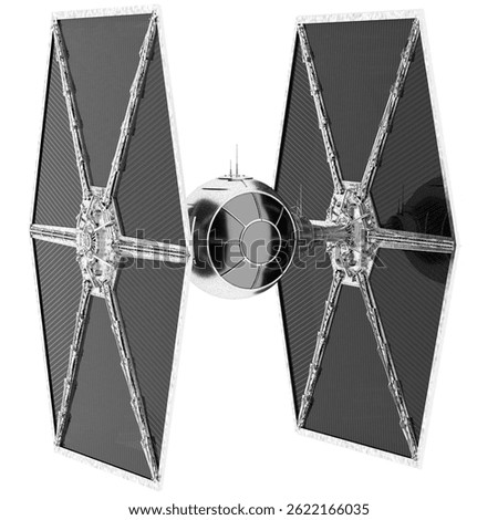 3d render sci fi tie fighter spaceship white background