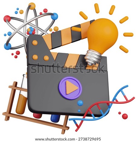3d render Scientific Discovery ,science film  genre Production Icon