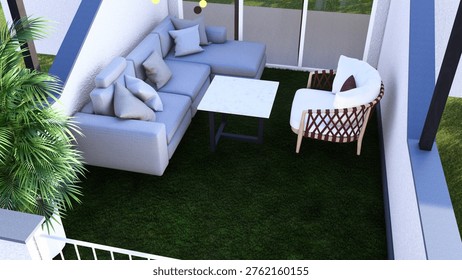 3d render of seating area design
