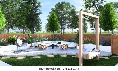 3d render of seating area design
