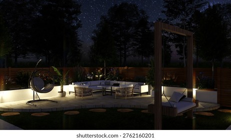 3d render of seating area design
