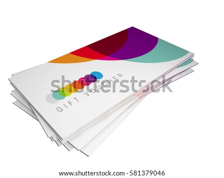 3d render of a set of designs for gift vouchers