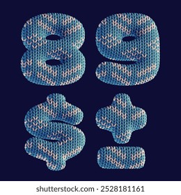 3d render set of letters made of knitted fabric with cozy sweater pattern