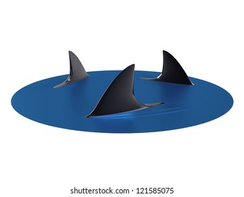 3d Render Of Sharks Circling