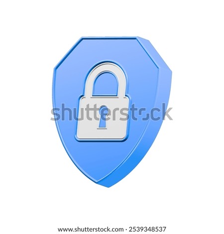 3d render shield with padlock icon. Concept of privacy, good password, secure data protection